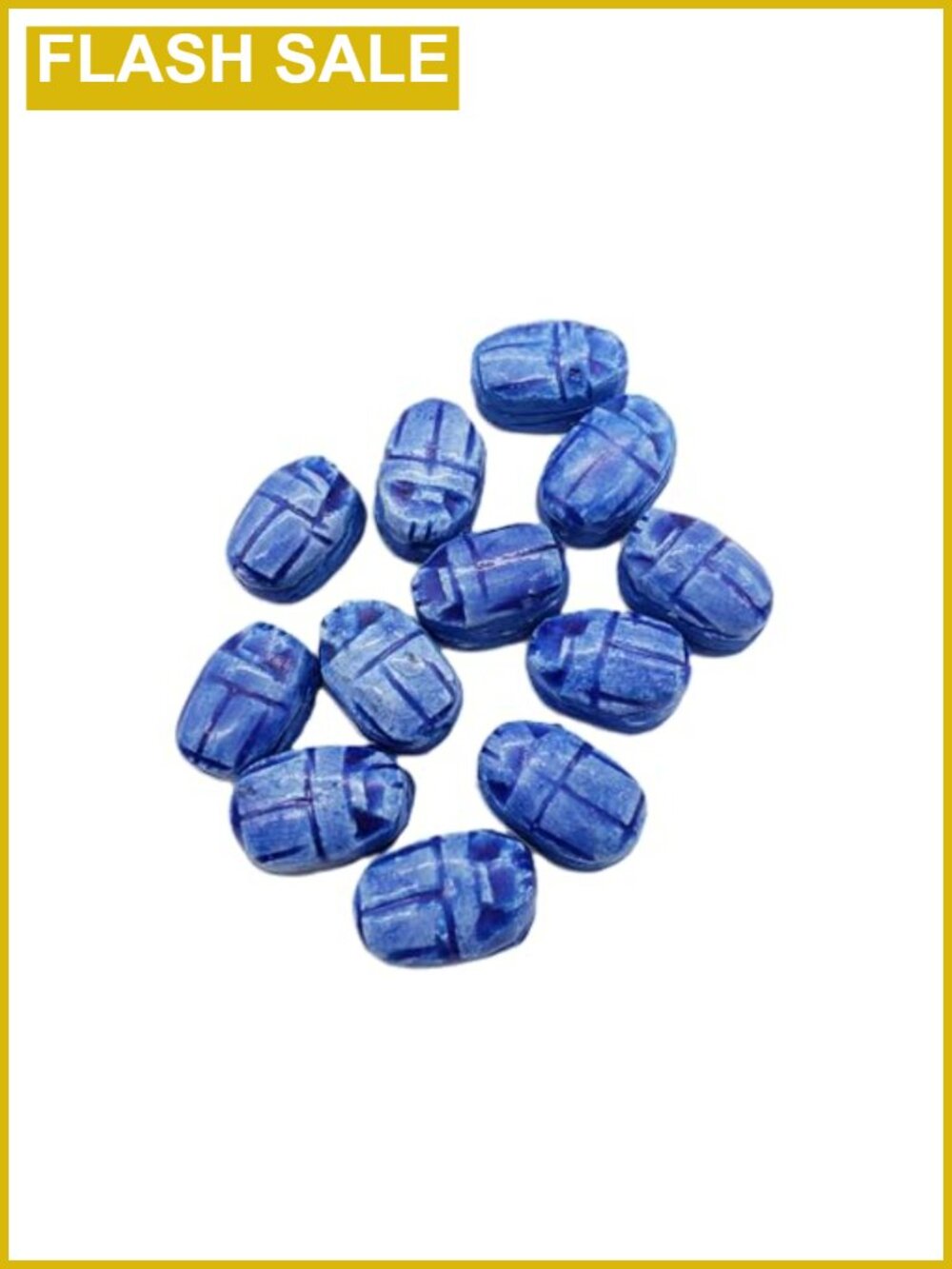 Set of 12 Hand-Carved Soapstone Scarab Beads, Medium Vertical Drilled Egypt